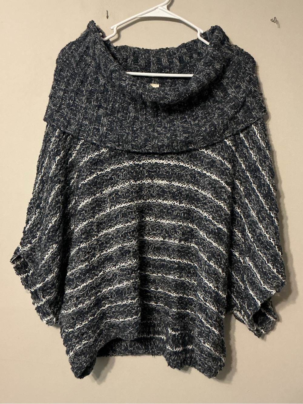 Anthropologie Moth Navy/White Striped Poncho Sweater